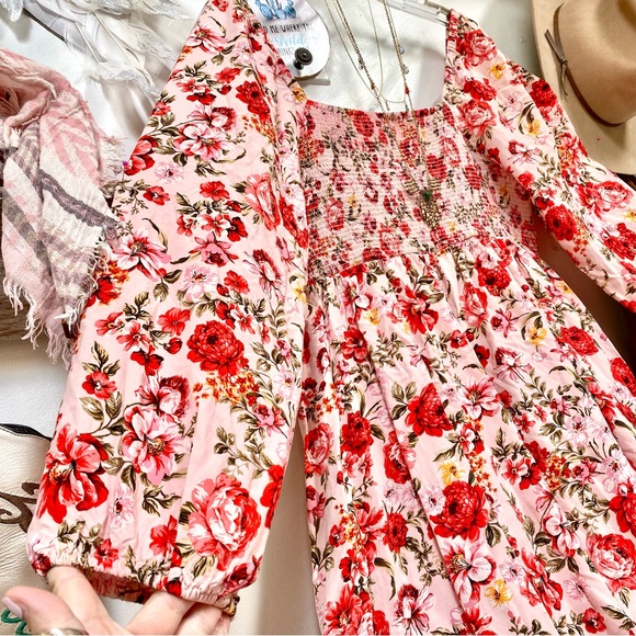 Dresses & Skirts - Ballon sleeves prairie floral boho dress w shabby chic country feel